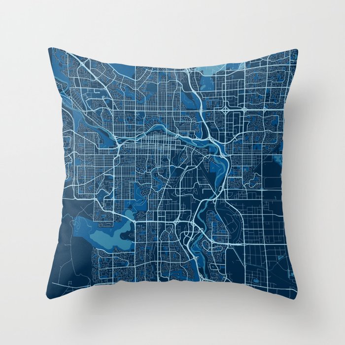 Calgary Canada Peace City Map Throw Pillow by PA City Map Society6