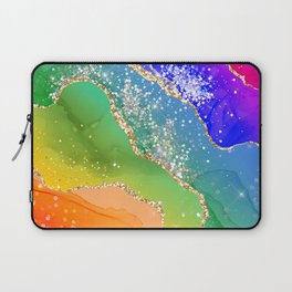 Vibrant Rainbow Glitter Agate Texture 06 Laptop Sleeve