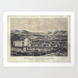 1856 engraving of the Virginia university Art Print