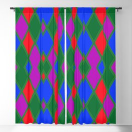 Argyle Pattern Using Red Green Blue and Purple Diamonds Outlined in Green Lines Blackout Curtain