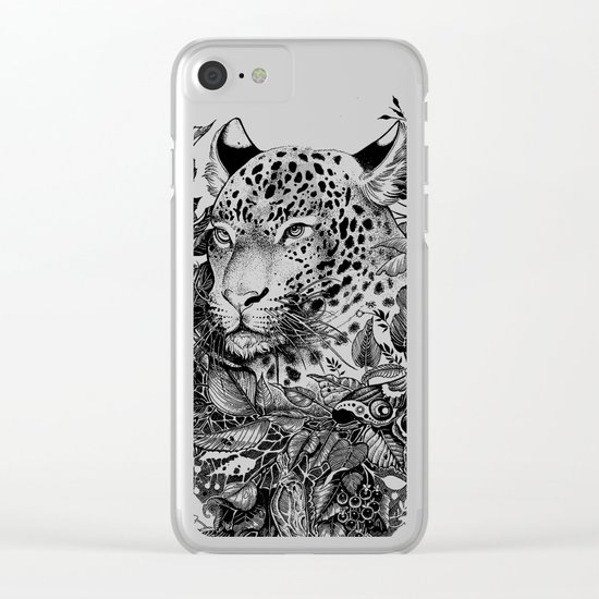 black and white jungle leopard Clear iPhone Case