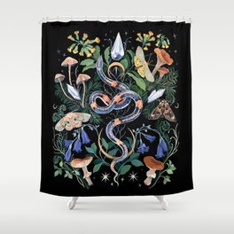 Mushroom Snake Crystals Garden Shower Curtain