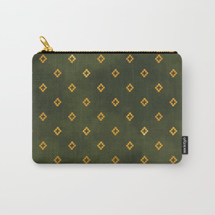 Green and Gold Diamond Deco Carry-All Pouch