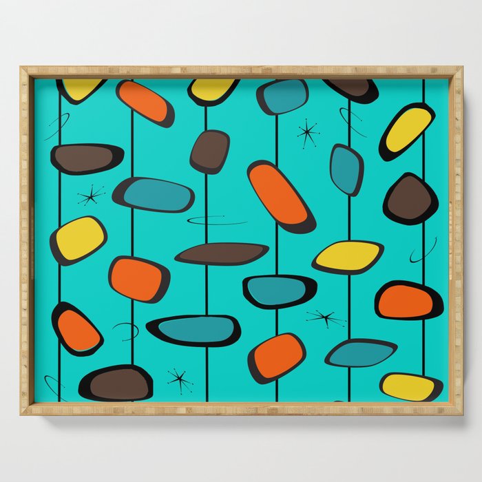 Mid Century Modern Inspired Teal Design Serving Tray
