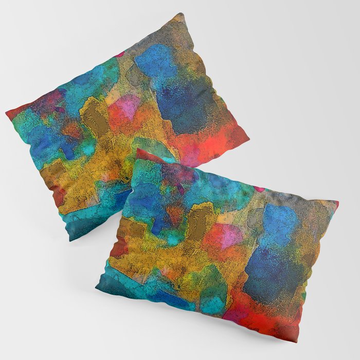 Color Therapy Watercolor Wash Turquoise and Red #110 Pillow Sham