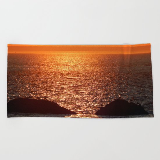 Orange Skies at Sunset Beach Towel