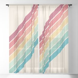Classic 70s Style Retro Stripes - Penida Sheer Curtain