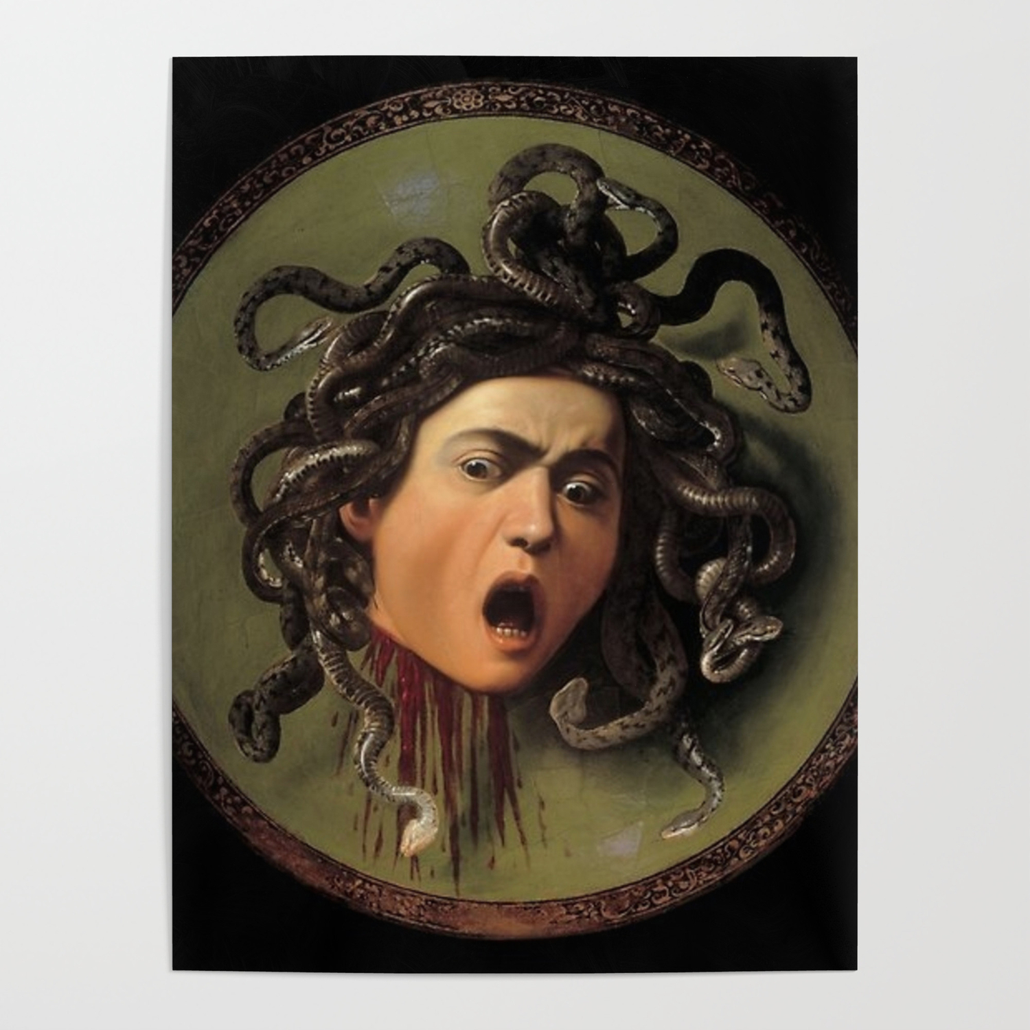 Nuovo Poster Artistico Caravaggio - Stampa Artistica Professionale Poster 13 x 13 cm: Medusa di Michelangelo Merisi 