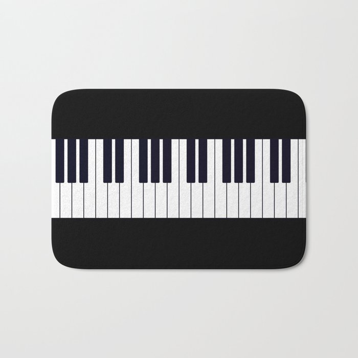 Piano Keys - Black and white simple piano keys pattern minimalistic music themed artwork Bath Mat