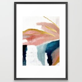 Exhale: a pretty, minimal, acrylic piece in pinks, blues, and gold Framed Art Print