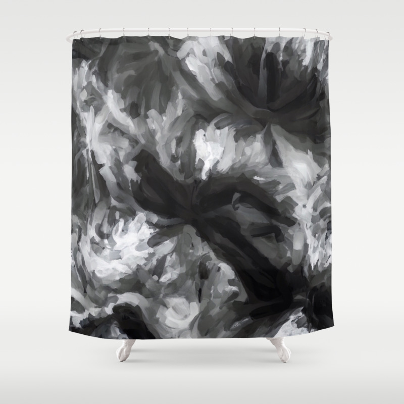 Black And White Abstract Painting Texture Background Shower Curtain By Timla Society6
