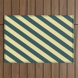 [ Thumbnail: Dark Slate Gray and Pale Goldenrod Colored Lines Pattern Outdoor Rug ]