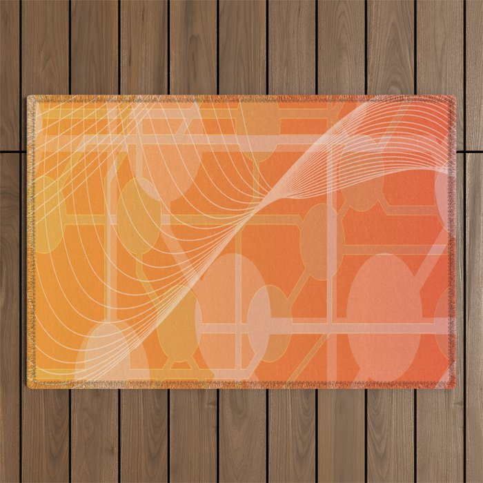 Abstract tech background design in orange. Outdoor Rug