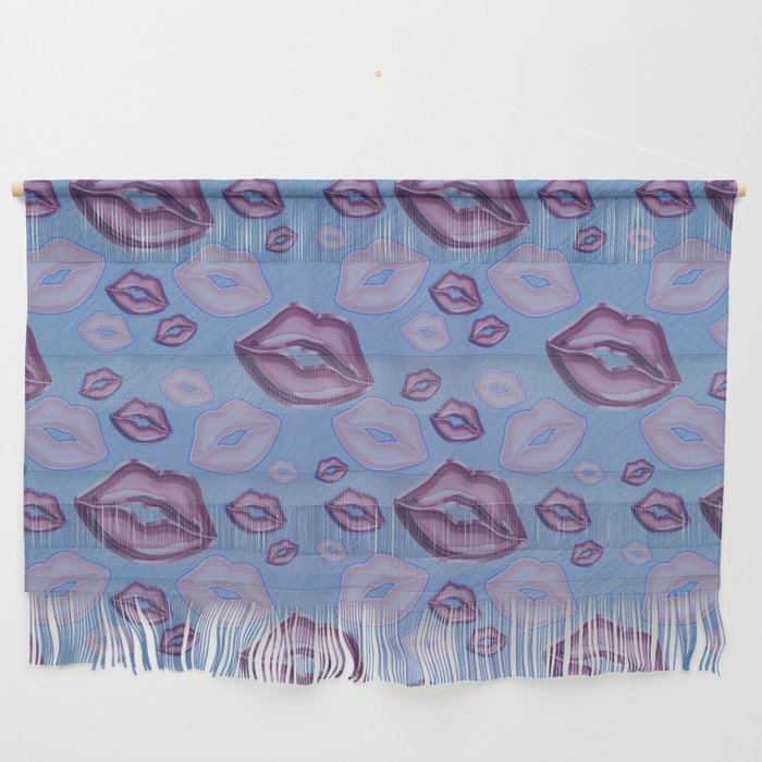 Very Periwinkle Kisses Lips in Shades of Purple Wall Hanging