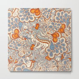 Orange and blue abstract pattern Metal Print | Shape, Pattern, Brown, Leaves, Swirl, Orange, Blue, Heart, Abstract, Petal 