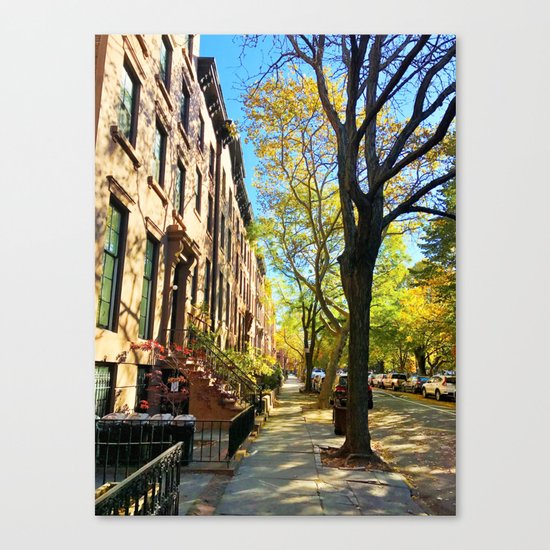 Cobble Hill Brooklyn New York in the Fall, Brownstones Canvas Print