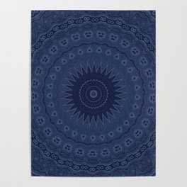 Denim Blue Mandala  Poster | Bohemiandecor, Farmhousedecor, Denimfabric, Modern, Mandalas, Digitalart, Westernstyle, Basic, Graphicdesign, Geometric 
