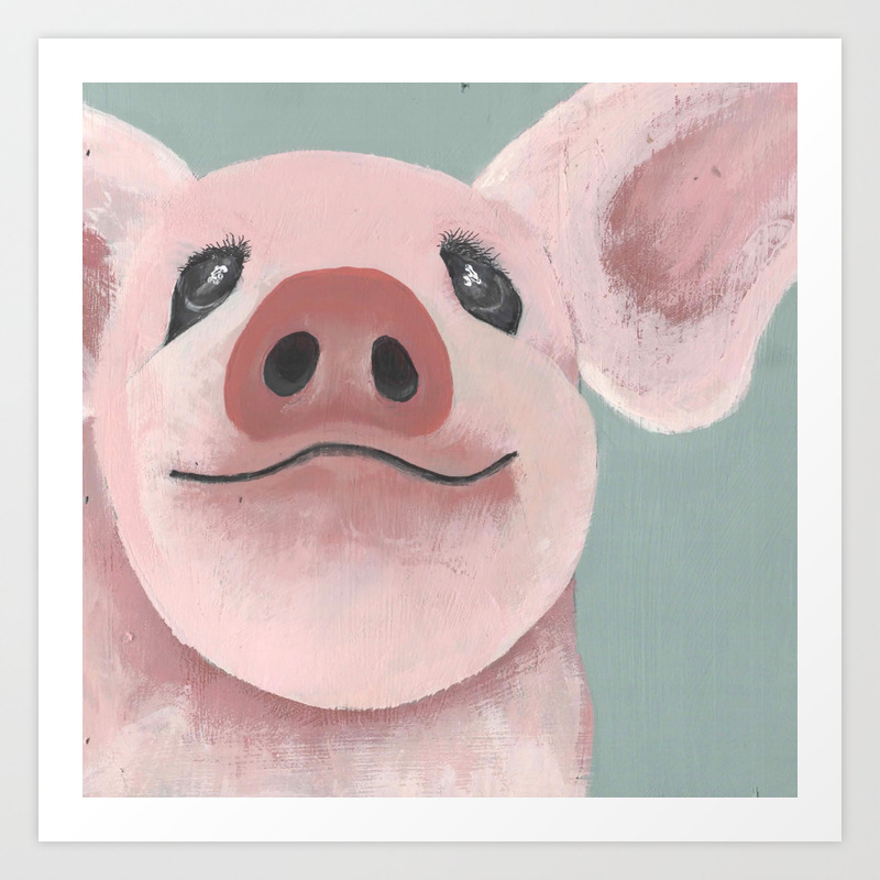 Original Painting Farm Friends Baby Pig Cute Pig Painting