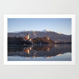 Bled lake in winter Art Print