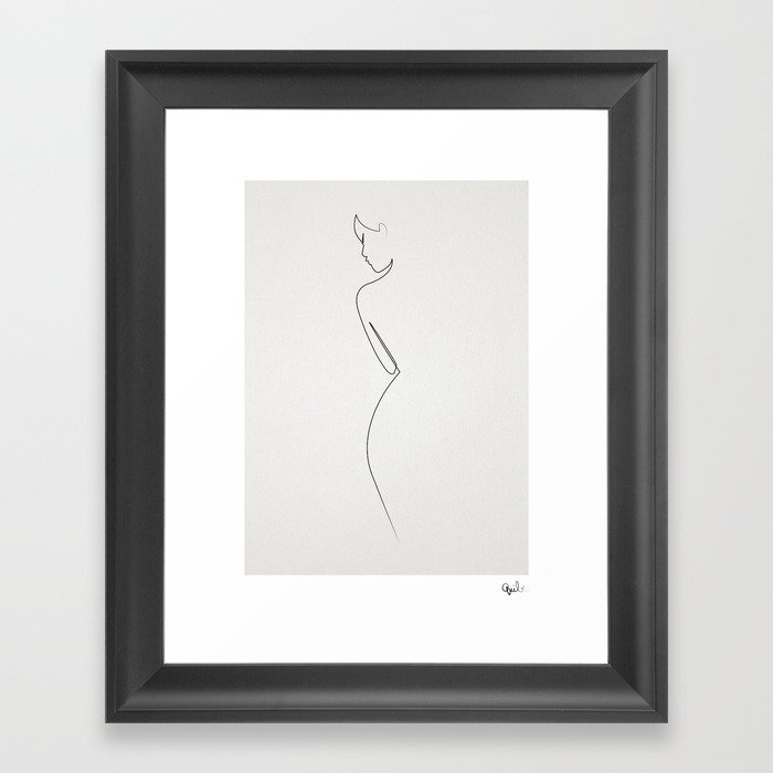 One line nude Gerahmter Kunstdruck | Drawing, Illustration, People, Digital, Woman