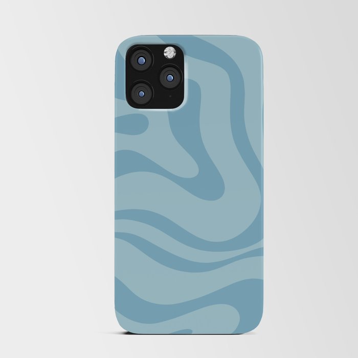 Light Aqua Blue Liquid Swirl Abstract Pattern Square iPhone Card Case