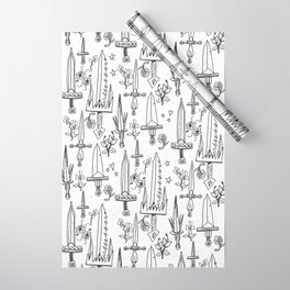 Swords and Flowers Wrapping Paper