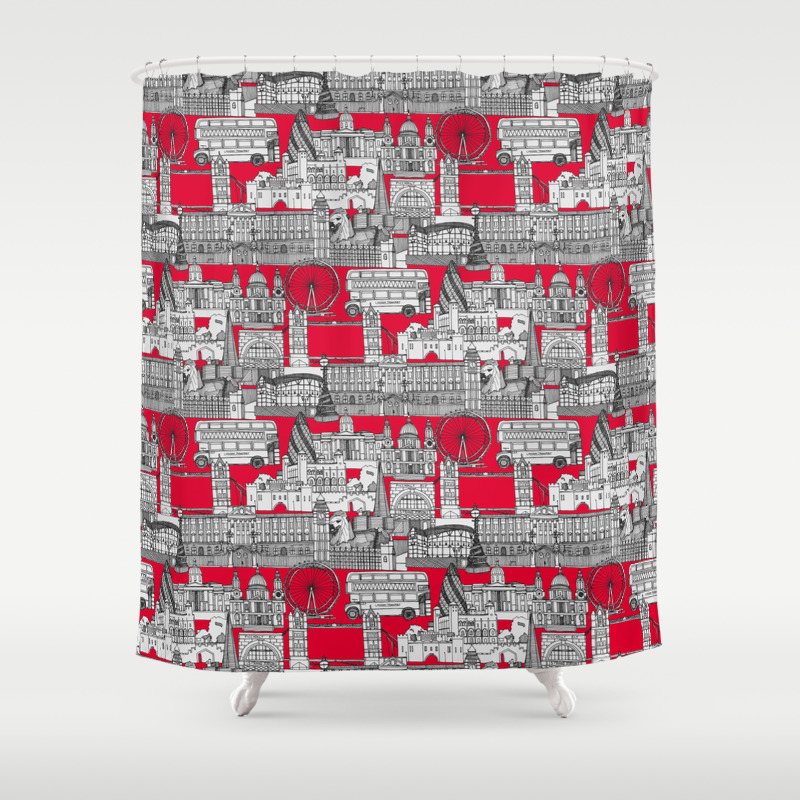 Shower Curtain By Sharon Turner Society6, Toile Shower Curtain Red
