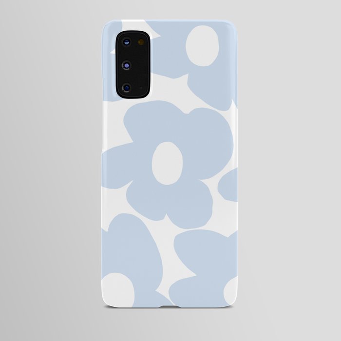 Large Baby Blue Retro Flowers White Background #decor #society6 #buyart Android Case