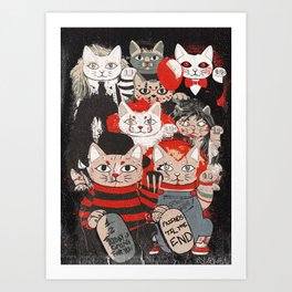 Horror Maneki Neko Vintage Gang Halloween Party 2019 T-Shirt Art Print