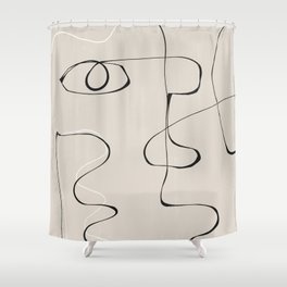 Abstract Line Face Art Shower Curtain