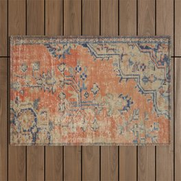 Vintage Woven Navy and Orange Outdoor Rug