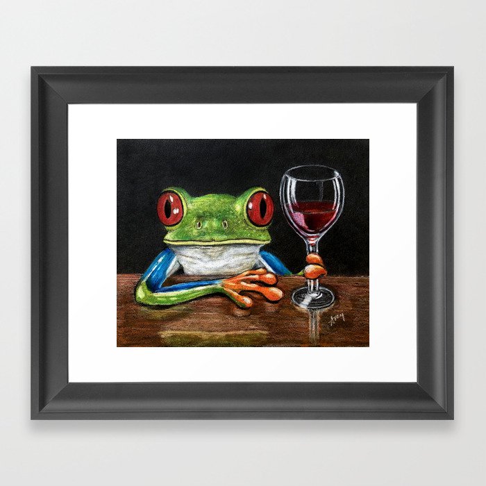 "Cabernet Wine" - Frogs After Five collection Framed Art Print