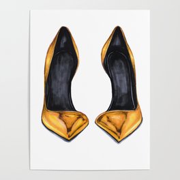 Leather Pumps Gold Poster