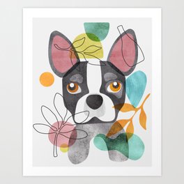 The Terrier Art Print | Art, Terrier, Friend, Ears, Bostonterrier, Geometric, Modern, Abstract, Color, Dog 
