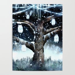 Rustic Winter Tree Poster
