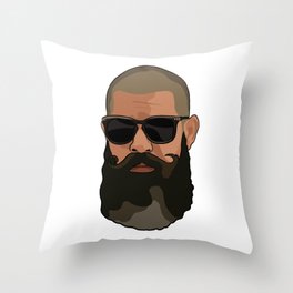 Hipster man with beard and sunglasses Throw Pillow