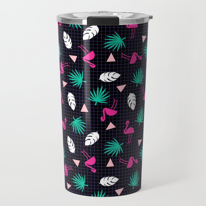The Dillio - palm springs memphis throwback grid pattern flamingo tropical chilled vibes Travel Mug