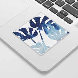 Navy Blue Tropical Leaf Sticker