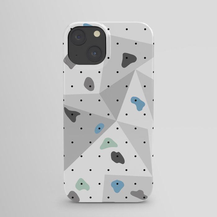 Abstract geometric climbing gym boulders blue mint iPhone Case