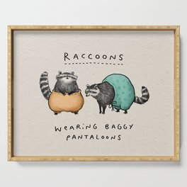 Raccoons Wearing Baggy Pantaloons Serving Tray