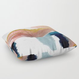 Exhale: a pretty, minimal, acrylic piece in pinks, blues, and gold Floor Pillow
