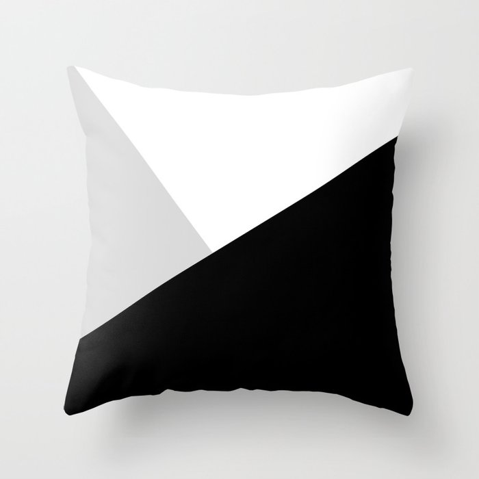 Geometric triangles black white and gray Throw Pillow  |  society6.com