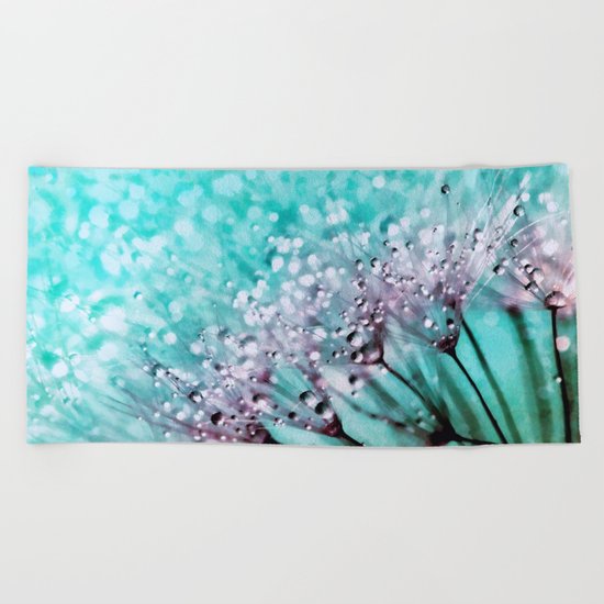 Dew on dandelions II Beach Towel