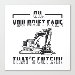 Construction Worker Excavator Drift Cars Cute Dig Canvas Print