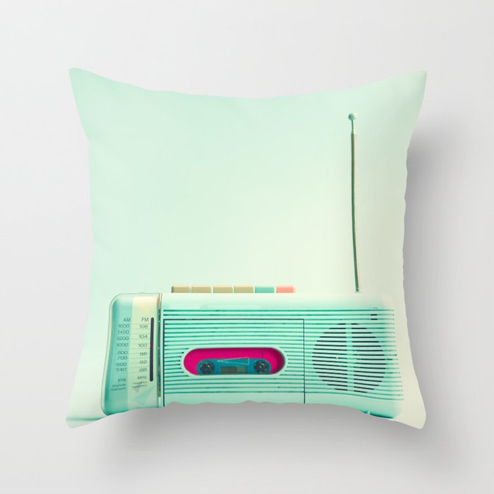 Radio Days Throw Pillow by Caroline Mint Photography Society6