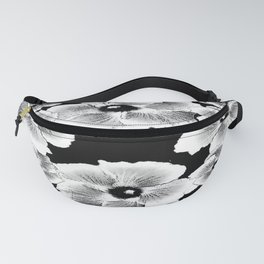 TROPICAL HIBISCUS FLOWERS IN BLACK & WHITE Fanny Pack
