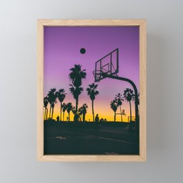 Los Angeles Purple and Gold Sunset Venice Beach Basketball Court Framed Mini Art Print