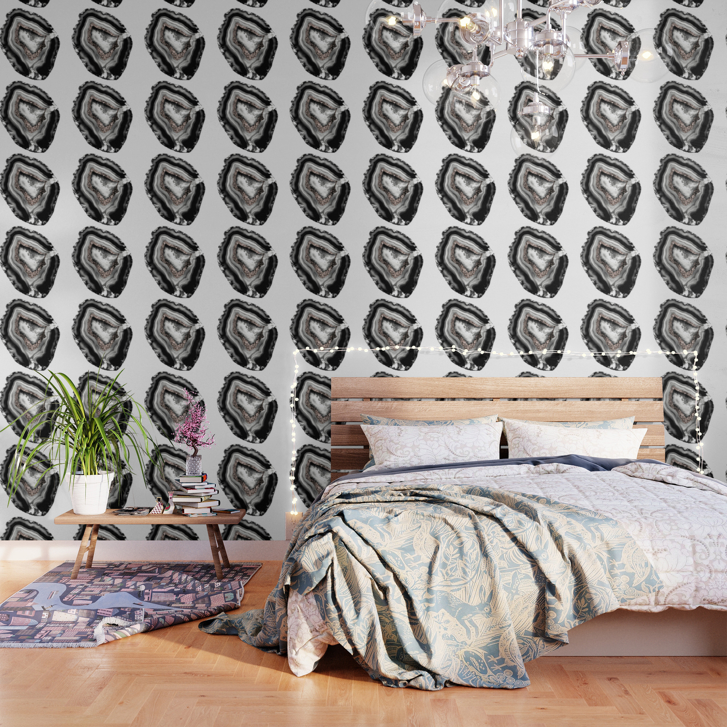 Agate Rose Gold Glitter Glam 1 Gem Decor Art Society6