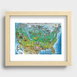 United States of America Fun Map Recessed Framed Print