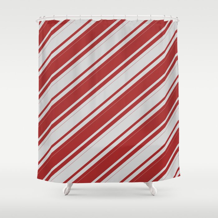 Light Gray & Brown Colored Lines/Stripes Pattern Shower Curtain